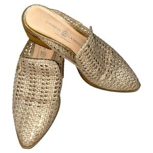 Chinese Laundry Mayflower Chain Woven Light Gold Mule Size 5 Boho Western Chic